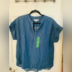 Costal Comfort Indigo Casual Button Down Shirt NWT